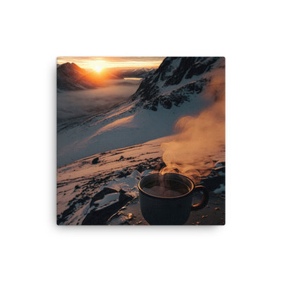 Heißer Kaffee auf einem schneebedeckten Berg - Dünne Leinwand berge xxx 30.5 x 30.5 cm