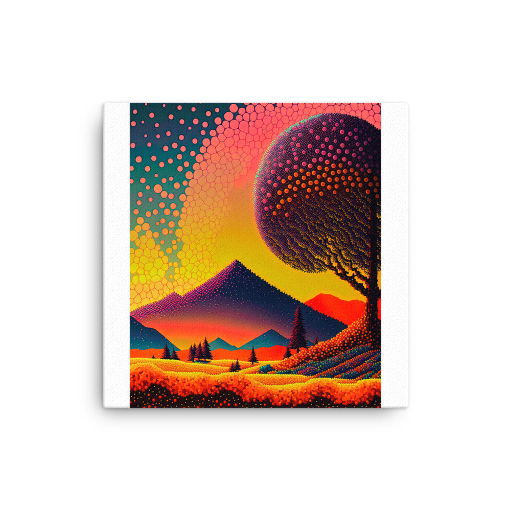 Berge und warme Farben - Punktkunst - Dünne Leinwand berge xxx 30.5 x 30.5 cm