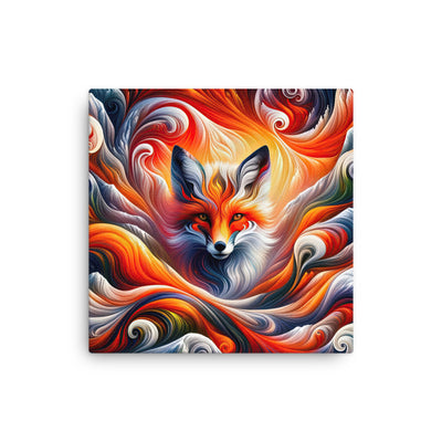 Abstraktes Kunstwerk, das den Geist der Alpen verkörpert. Leuchtender Fuchs in den Farben Orange, Rot, Weiß - Dünne Leinwand camping xxx yyy zzz 30.5 x 30.5 cm