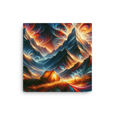 Abstrakte Kunst der Alpen, wo die Berge mit dynamischen Farben und Mustern pulsieren und eine Szene Energie schaffen - Dünne Leinwand camping xxx yyy zzz 30.5 x 30.5 cm