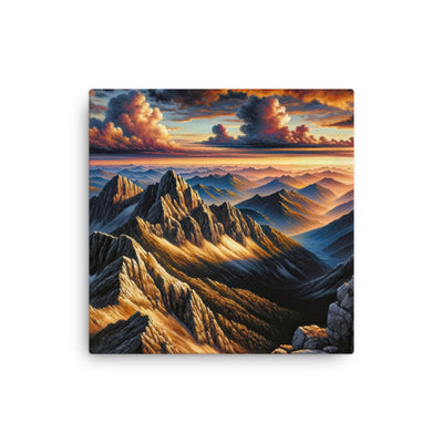 Alpen in Abenddämmerung: Acrylgemälde mit beleuchteten Berggipfeln - Dünne Leinwand berge xxx yyy zzz 30.5 x 30.5 cm