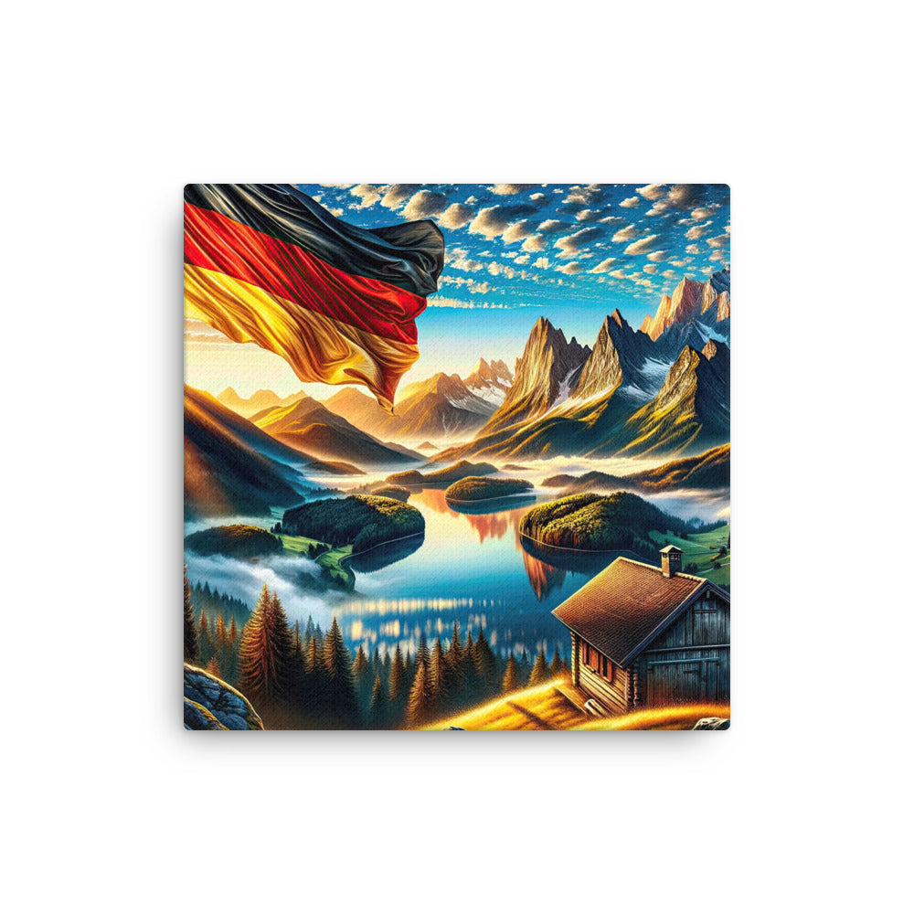 Alpen Gebirge im Morgenlicht: Kunstwerk mit Deutsche Flagge - Dünne Leinwand berge xxx yyy zzz 30.5 x 30.5 cm