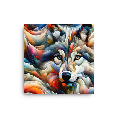 Abstrakte Kunst der Alpen mit einem Wolf. Chaotischer Tanz aus Farben und Formen. Surreale Landschaft (AN) - Dünne Leinwand xxx yyy zzz 30.5 x 30.5 cm