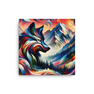 Abstrakte Kunst der Alpen mit majestätischer Wolfssilhouette. Lebendige, wirbelnde Farben, unvorhersehbare Muster (AN) - Dünne Leinwand xxx yyy zzz 30.5 x 30.5 cm