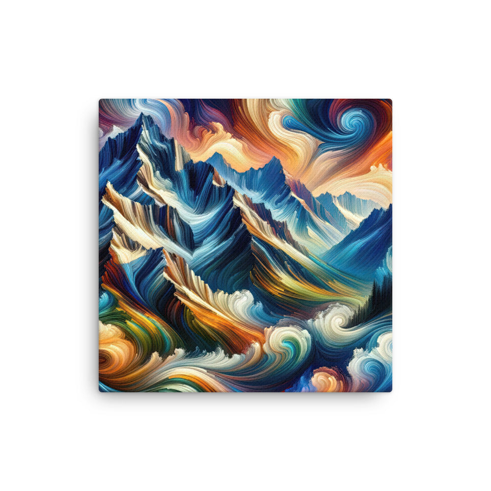 Abstrakte Kunst der Alpen mit lebendigen Farben und wirbelnden Mustern, majestätischen Gipfel und Täler - Dünne Leinwand berge xxx yyy zzz 30.5 x 30.5 cm