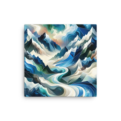 Abstrakte Kunst der Alpen, die geometrische Formen verbindet, um Berggipfel, Täler und Flüsse im Schnee darzustellen. . - Thin Canvas berge xxx yyy zzz 30.5 x 30.5 cm
