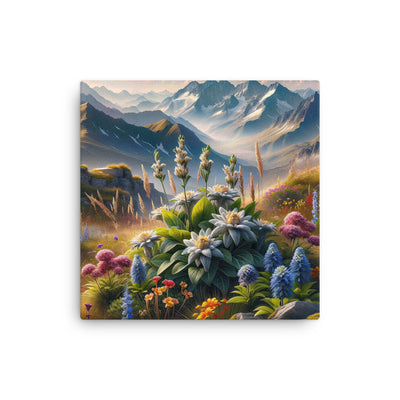 Alpine Flora: Digitales Kunstwerk mit lebendigen Blumen - Dünne Leinwand berge xxx yyy zzz 30.5 x 30.5 cm