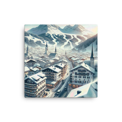 Winter in Kitzbühel: Digitale Malerei von schneebedeckten Dächern - Dünne Leinwand berge xxx yyy zzz 30.5 x 30.5 cm