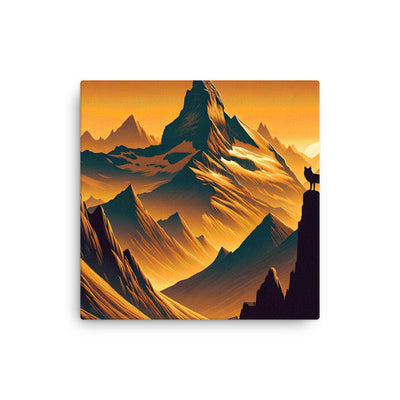 Fuchs in Alpen-Sonnenuntergang, goldene Berge und tiefe Täler - Dünne Leinwand camping xxx yyy zzz 30.5 x 30.5 cm