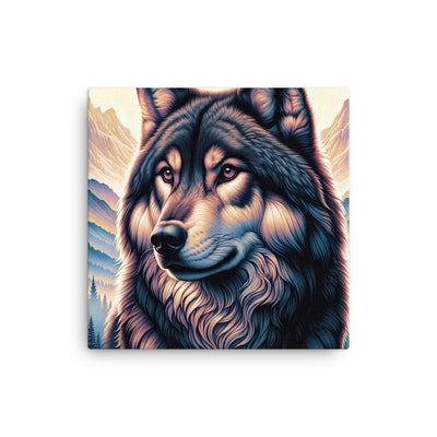 Majestätischer, glänzender Wolf in leuchtender Illustration (AN) - Dünne Leinwand xxx yyy zzz 30.5 x 30.5 cm