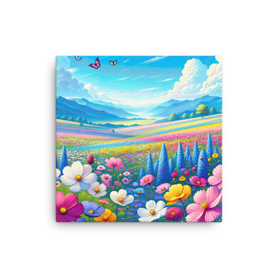 Weitläufiges Blumenfeld unter himmelblauem Himmel, leuchtende Flora - Dünne Leinwand camping xxx yyy zzz 30.5 x 30.5 cm