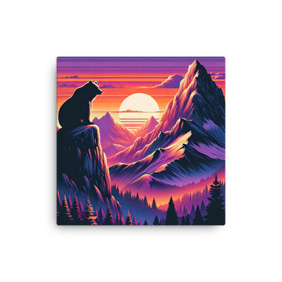 Alpen-Sonnenuntergang mit Bär auf Hügel, warmes Himmelsfarbenspiel - Dünne Leinwand camping xxx yyy zzz 30.5 x 30.5 cm