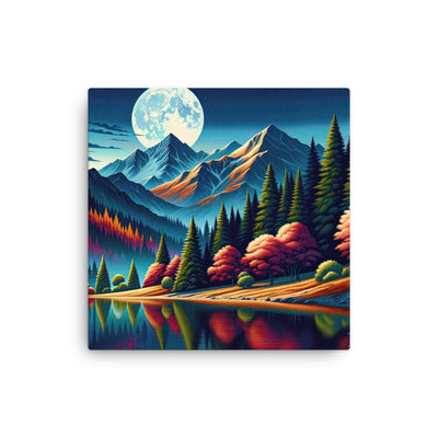 Ruhiger Herbstabend in den Alpen, grün-rote Berge - Dünne Leinwand berge xxx yyy zzz 30.5 x 30.5 cm