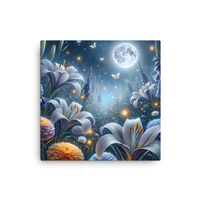 Ätherische Mondnacht auf blühender Wiese, silbriger Blumenglanz - Dünne Leinwand camping xxx yyy zzz 30.5 x 30.5 cm