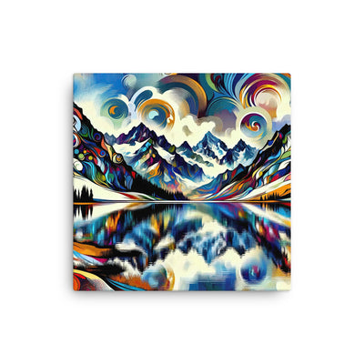 Alpensee im Zentrum eines abstrakt-expressionistischen Alpen-Kunstwerks - Dünne Leinwand berge xxx yyy zzz 30.5 x 30.5 cm