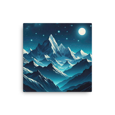 Sternenklare Nacht über den Alpen, Vollmondschein auf Schneegipfeln - Dünne Leinwand berge xxx yyy zzz 30.5 x 30.5 cm