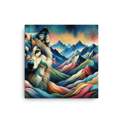 Traumhaftes Alpenpanorama mit Wolf in wechselnden Farben und Mustern (AN) - Dünne Leinwand xxx yyy zzz 30.5 x 30.5 cm