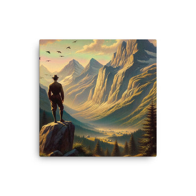 Ölgemälde eines Schweizer Wanderers in den Alpen bei goldenem Sonnenlicht - Dünne Leinwand wandern xxx yyy zzz 30.5 x 30.5 cm