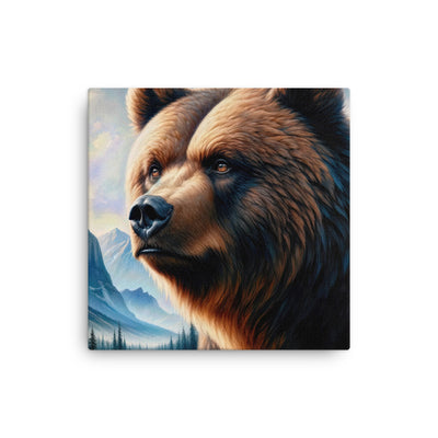 Ölgemälde, das das Gesicht eines starken realistischen Bären einfängt. Porträt - Dünne Leinwand camping xxx yyy zzz 30.5 x 30.5 cm