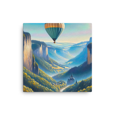 Ölgemälde einer ruhigen Szene in Luxemburg mit Heißluftballon und blauem Himmel - Dünne Leinwand berge xxx yyy zzz 30.5 x 30.5 cm