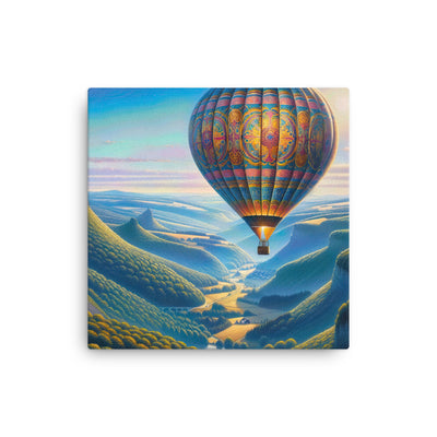 Ölgemälde einer ruhigen Szene mit verziertem Heißluftballon - Dünne Leinwand berge xxx yyy zzz 30.5 x 30.5 cm