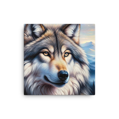 Ölgemäldeporträt eines majestätischen Wolfes mit intensiven Augen in der Berglandschaft (AN) - Dünne Leinwand xxx yyy zzz 30.5 x 30.5 cm
