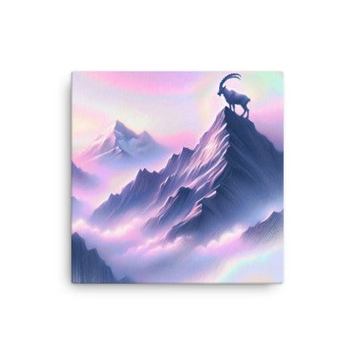 Pastellzeichnung der Alpen im Morgengrauen mit Steinbock in Rosa- und Lavendeltönen - Dünne Leinwand berge xxx yyy zzz 30.5 x 30.5 cm