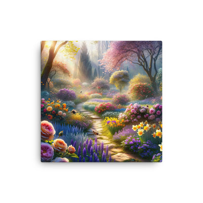 Foto einer Gartenszene im Frühling mit Weg durch blühende Rosen und Veilchen - Dünne Leinwand camping xxx yyy zzz 30.5 x 30.5 cm