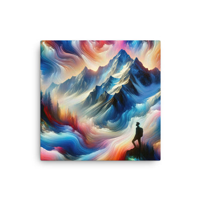 Foto eines abstrakt-expressionistischen Alpengemäldes mit Wanderersilhouette - Dünne Leinwand wandern xxx yyy zzz 30.5 x 30.5 cm