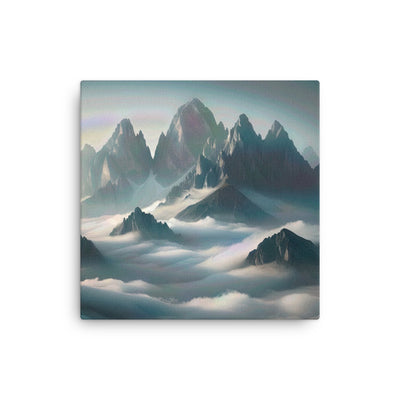 Foto eines nebligen Alpenmorgens, scharfe Gipfel ragen aus dem Nebel - Dünne Leinwand berge xxx yyy zzz 30.5 x 30.5 cm