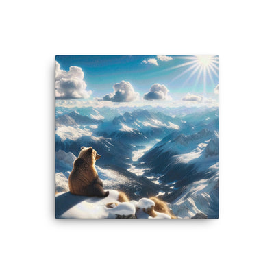 Foto der Alpen im Winter mit Bären auf dem Gipfel, glitzernder Neuschnee unter der Sonne - Dünne Leinwand camping xxx yyy zzz 30.5 x 30.5 cm