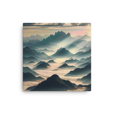 Foto der Alpen im Morgennebel, majestätische Gipfel ragen aus dem Nebel - Dünne Leinwand berge xxx yyy zzz 30.5 x 30.5 cm