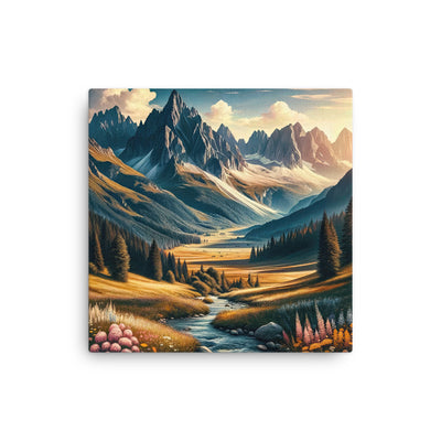 Quadratisches Kunstwerk der Alpen, majestätische Berge unter goldener Sonne - Dünne Leinwand berge xxx yyy zzz 30.5 x 30.5 cm