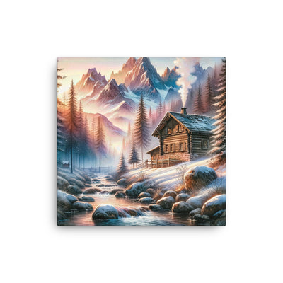 Aquarell einer Alpenszene im Morgengrauen, Haus in den Bergen - Dünne Leinwand berge xxx yyy zzz 30.5 x 30.5 cm