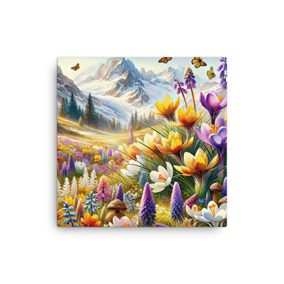 Aquarell einer ruhigen Almwiese, farbenfrohe Bergblumen in den Alpen - Dünne Leinwand berge xxx yyy zzz 30.5 x 30.5 cm