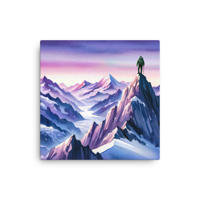 Aquarell eines Bergsteigers auf einem Alpengipfel in der Abenddämmerung - Dünne Leinwand wandern xxx yyy zzz 30.5 x 30.5 cm