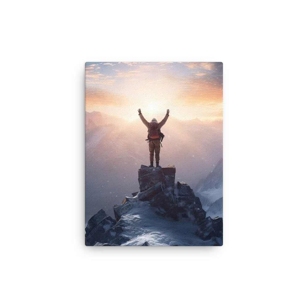 Mann auf der Spitze eines Berges - Landschaftsmalerei - Dünne Leinwand berge xxx 30.5 x 40.6 cm