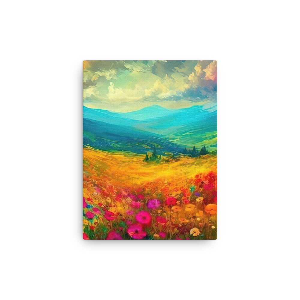 Berglandschaft und schöne farbige Blumen - Malerei - Dünne Leinwand berge xxx 30.5 x 40.6 cm