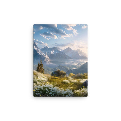 Berglandschaft mit Sonnenschein, Blumen und Bäumen - Malerei - Dünne Leinwand berge xxx 30.5 x 40.6 cm