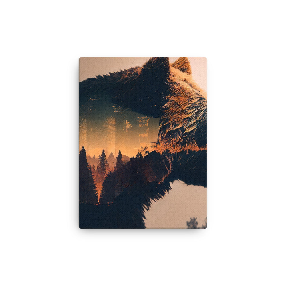Bär und Bäume Illustration - Dünne Leinwand camping xxx 30.5 x 40.6 cm