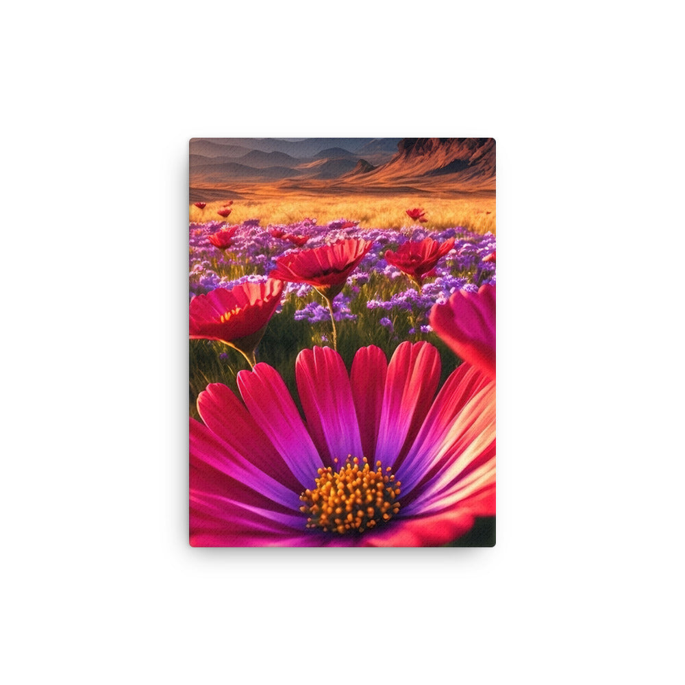 Wünderschöne Blumen und Berge im Hintergrund - Dünne Leinwand berge xxx 30.5 x 40.6 cm