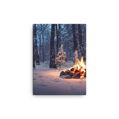 Lagerfeuer im Winter - Camping Foto - Dünne Leinwand camping xxx 30.5 x 40.6 cm