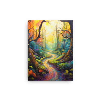 Wald und Wanderweg - Bunte, farbenfrohe Malerei - Dünne Leinwand camping xxx 30.5 x 40.6 cm