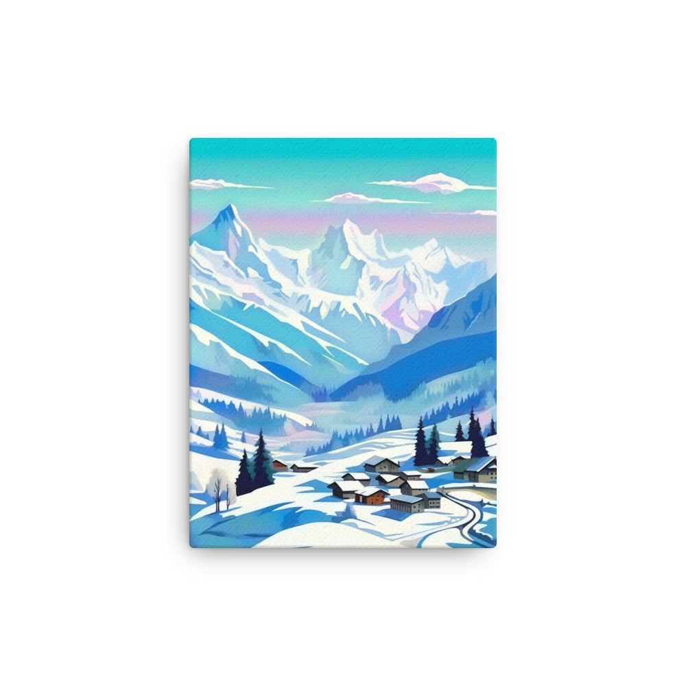 Berge und Schnee - Landschaft - Dünne Leinwand ski xxx 30.5 x 40.6 cm