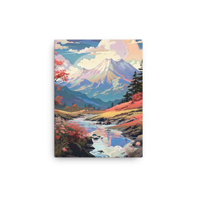 Berge. Fluss und Blumen - Malerei - Dünne Leinwand berge xxx 30.5 x 40.6 cm