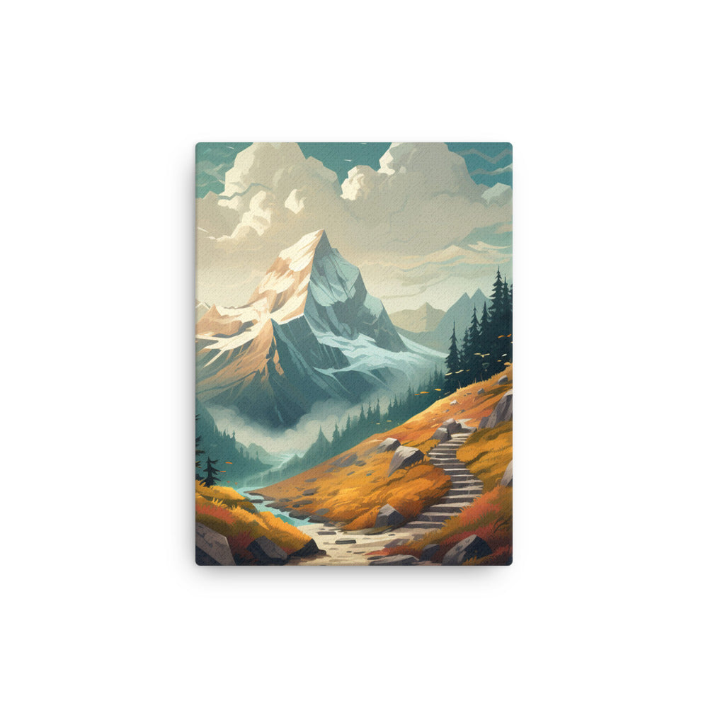 Berge, Wald und Wanderweg - Malerei - Dünne Leinwand berge xxx 30.5 x 40.6 cm