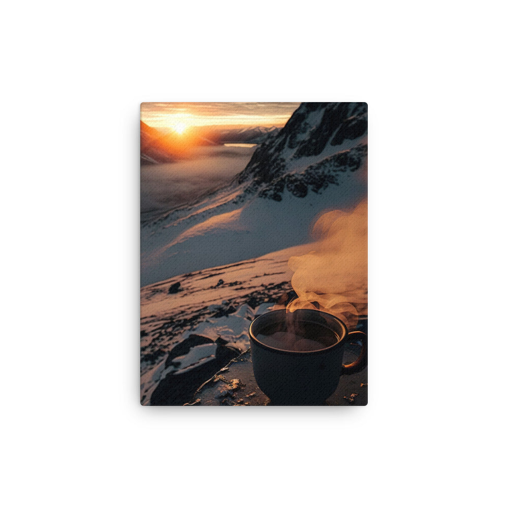 Heißer Kaffee auf einem schneebedeckten Berg - Dünne Leinwand berge xxx 30.5 x 40.6 cm