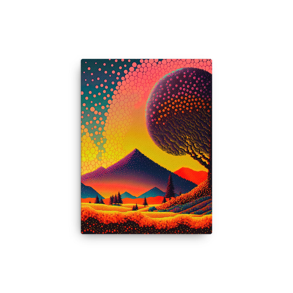 Berge und warme Farben - Punktkunst - Dünne Leinwand berge xxx 30.5 x 40.6 cm