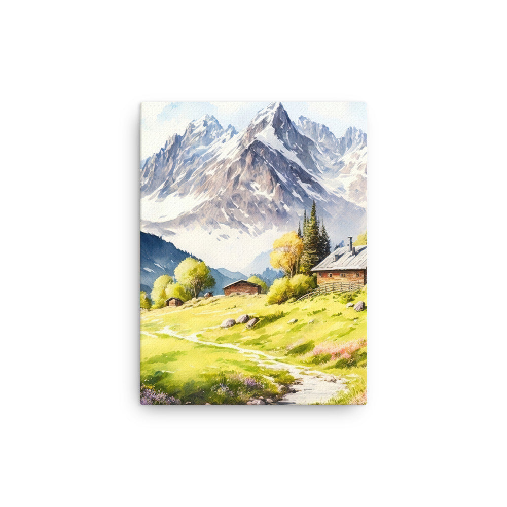 Epische Berge und Berghütte - Landschaftsmalerei - Dünne Leinwand berge xxx 30.5 x 40.6 cm