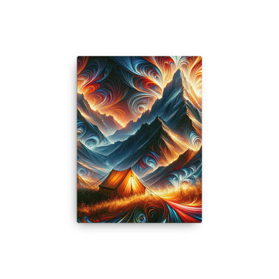 Abstrakte Kunst der Alpen, wo die Berge mit dynamischen Farben und Mustern pulsieren und eine Szene Energie schaffen - Dünne Leinwand camping xxx yyy zzz 30.5 x 40.6 cm